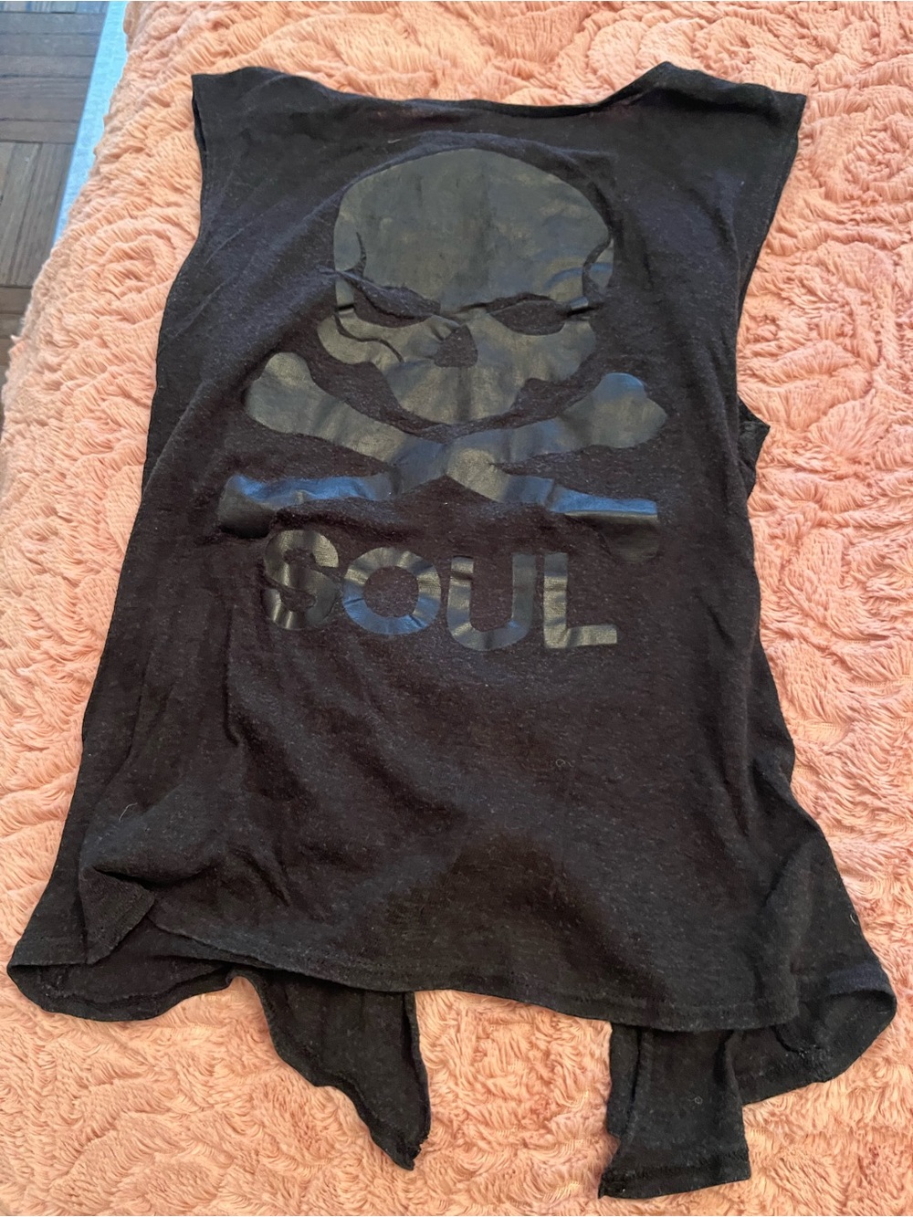soulcycle Black Tank Top with Glossy Skull & SOUL Graphic